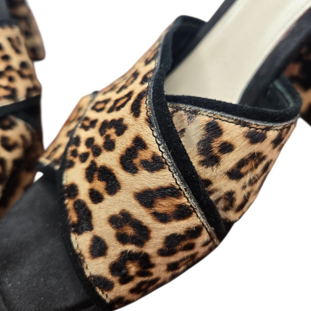 ZARA Leopard Print Cow Hair Platform Heel Sandals EU 40 Y2K Sexy Club Rave Rare - Picture 14 of 16